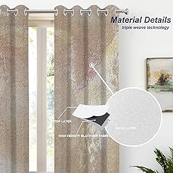 Batmerry Beige Brush Oil Painting Blackout Curtains