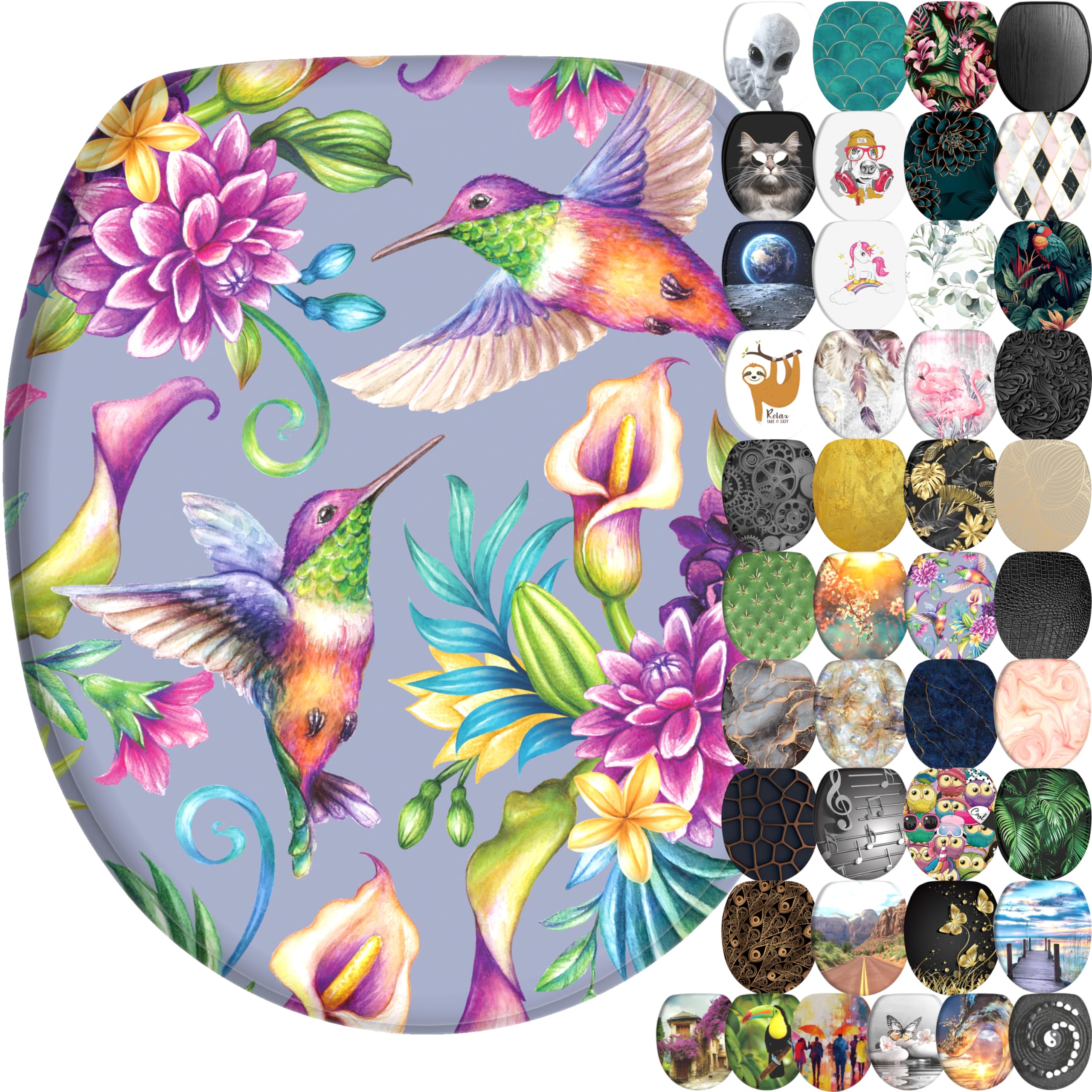 Sanilo Soft Close Toilet Seat, Wide Choice of New Toilet Seats, Stable Hinges, Easy to Mount (Hummingbird)