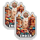 India Fridge Magnet 4 Inch 2-Pack Vinyl | Holds On Refrigerators, Lockers, Whiteboards &amp; Filing Cabinets &ndash; Travel Souvenir Gift For Men &amp; Women
