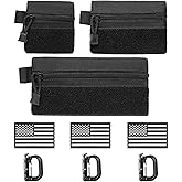 3 Pieces MINI Tactical Tool Zipper Pouch with US Patches & D-Ring Clips - Expansion Pouch,Bag Insert EDC Organizer,Utility Storage Accessories with Hook Fasteners for Vest Backpack Bag Hook and Loop