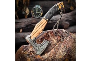 Scarpio Cutlery | 13" Custom Handmade Carbon Steel Viking Axe, Throwing Axe, Norse Viking Axe, Birthday Gift for him, Leather Wrapped Handle and Leather Sheath (Medieval Axe)