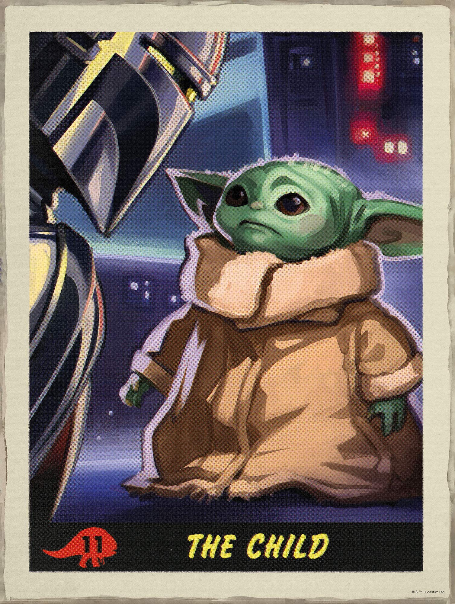 Komar Star Wars Wall Picture | Mandalorian The Child Trading Card | Decoration, Poster, Art Print | Size 50 x 70 cm | WB-SW-014-50x70, Colourful