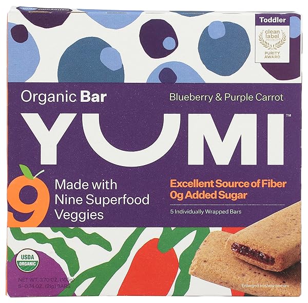 YUMI, BARS TODDLER BLUEBERRY PURPLE CARROT ORGANIC, 3.7...