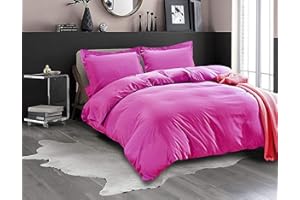 LA CALYPSO BEDDING 100% Cotton 600 Thread Count Duvet Cover, 1 Piece Duvet Cover with Zipper Closure & Corner Ties, Comforter Cover (King/California King Size, Hot Pink)