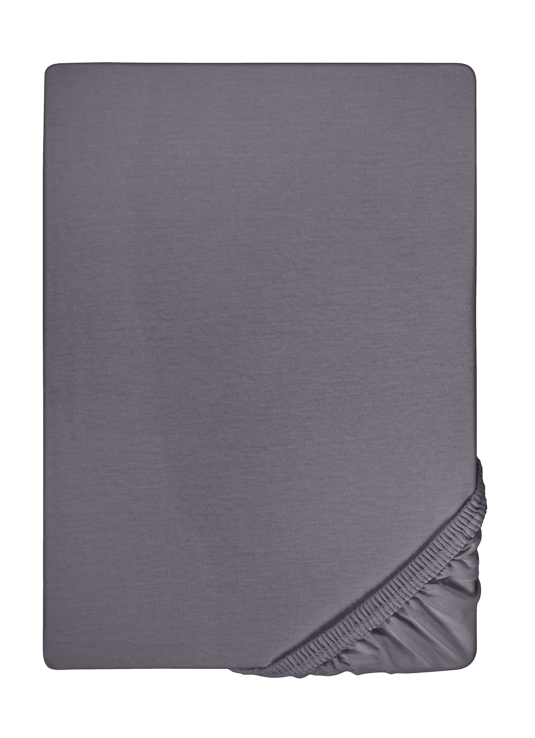 biberna 77144 Jersey stretch fitted sheet, according to Oko-Tex Standard 100, approx. 90 x 190 cm bis 100 x 200 cm ,Gray (silver / gray)