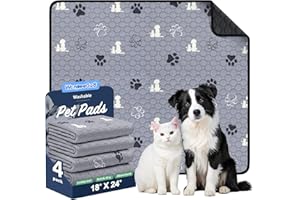 WanpeeGoo Washable Pee Pads for Dogs, 4 Pack Absorbent Reusable Training Dog Pads Pet Puppy Pads, Non-Slip Potty Pads for Whe