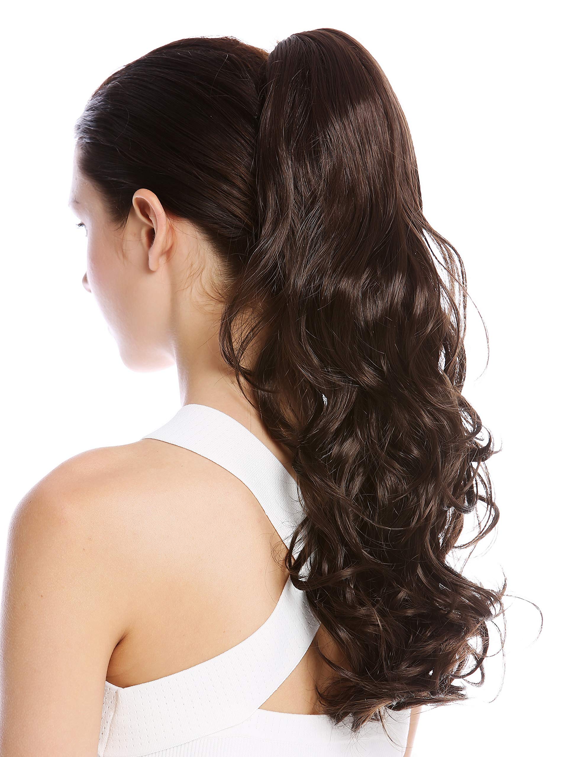 WIG ME UP - SP-31-A-V-6 Ponytail Hairpiece Extensions Claw Grip Clamp long slightly curled brown 17inch