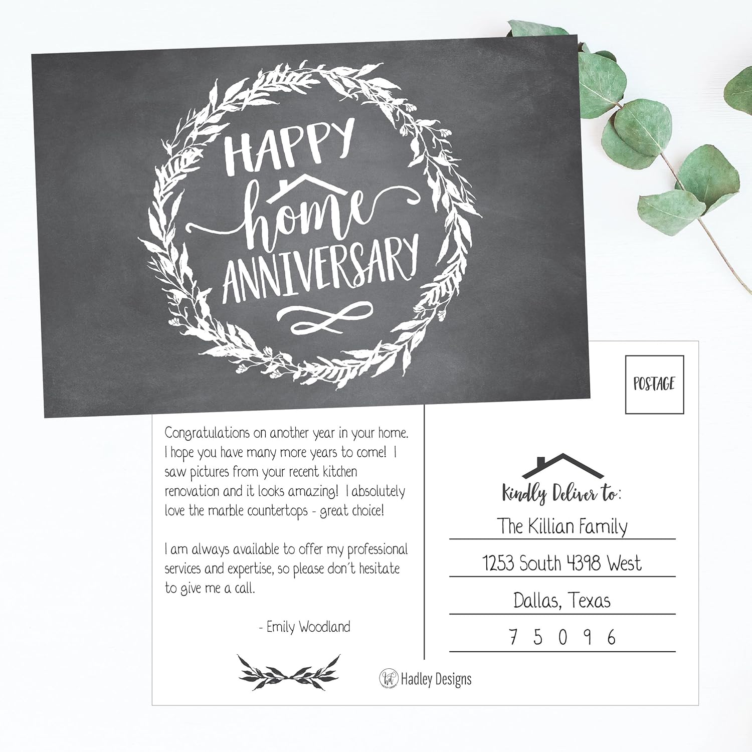 25 Chalk Happy Home Anniversary Realtor Cards Blank Greeting House Postcards Bulk Real Estate Thank You Notes Welcome Home Realtor Gifts Stationery New Realtor Gifts For Clients Housiversary Card Amazon Co Uk Office Products