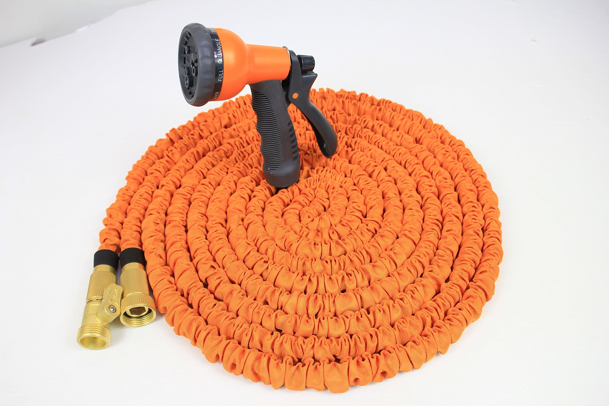 Serpentes Python 25' Expandable Garden Hose - For Heavy Duty use with Solid Brass Ends. Lightweight yet Strongest Fabric that is Flexible. UV Protected and Anti-Aging.