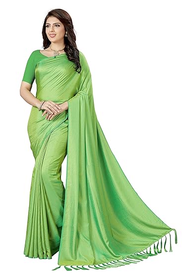 Womens Satin Soft Silk Criss Cross Checkered Saree Without Blouse Piece