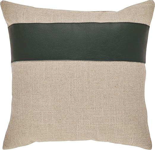 Rivet Industrial Throw Pillow 17 x 17 Inch, Flax/Hunter Green Home & Kitchen