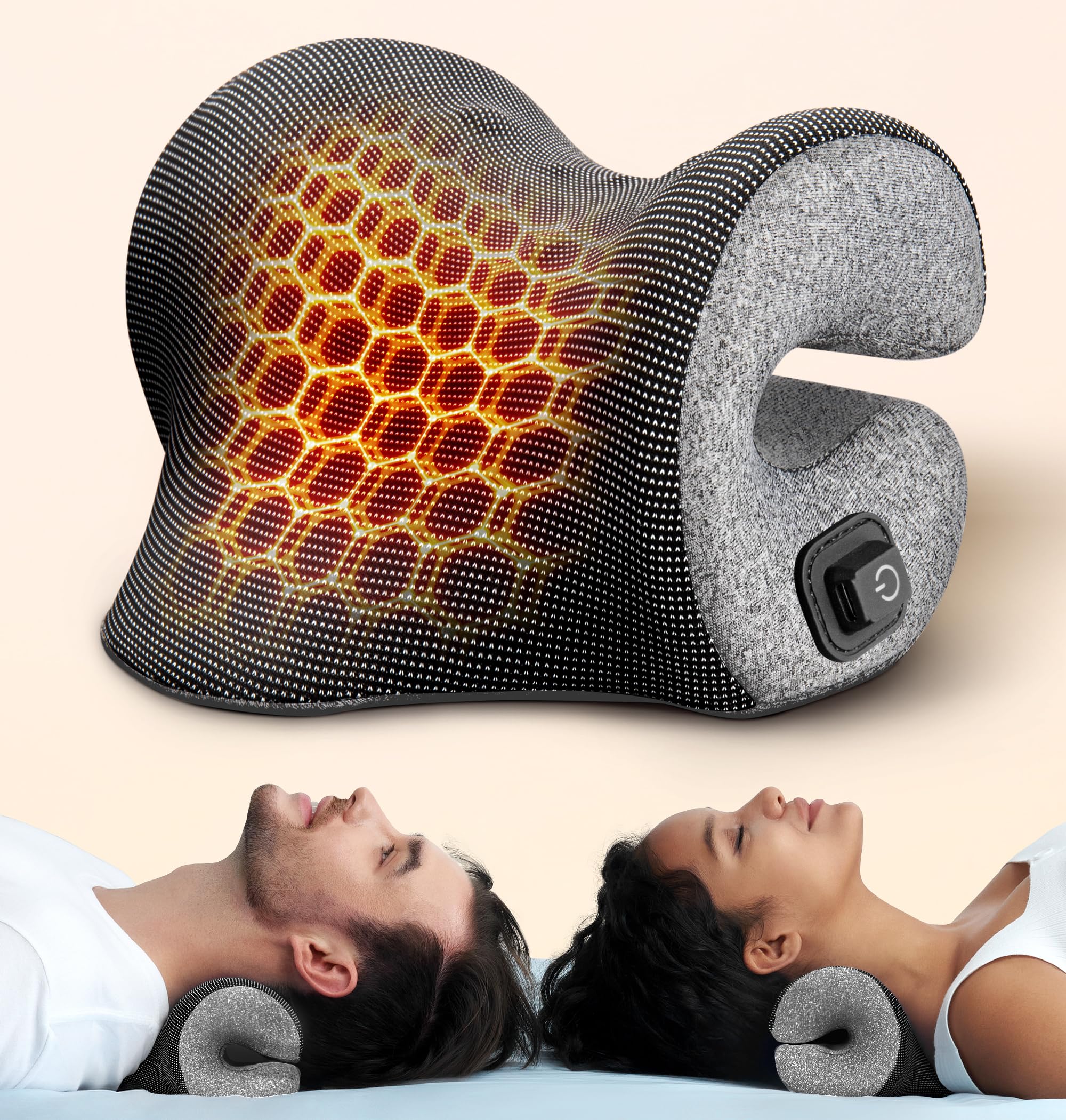 Photo 1 of 3s Heated Neck Stretcher for Pain Relief, Graphene Heating Pad, Odorless Neck Cloud Cervical Traction Device Chiropractic Pillow for Shoulder, Christmas Gifts for Women, Men, Mom, Dad (Light Gray)