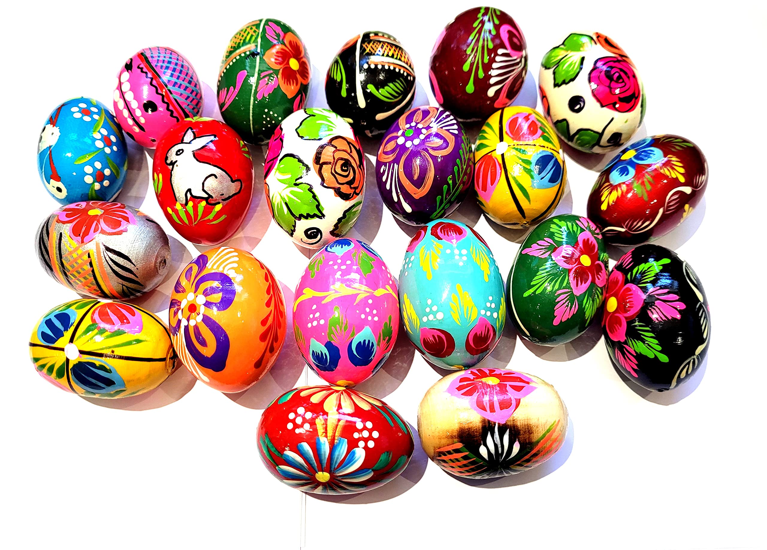 Wooden World - Set of 20 Wooden Easter Eggs Hand Painted easter decoration