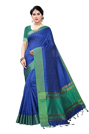 Women's plain weave printed Cotton Silk saree free size MANIPURI