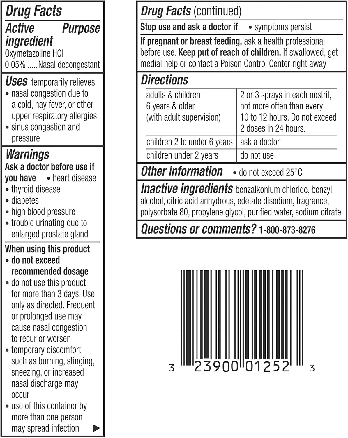 Vicks Sinex Severe Original Sinus Nasal Spray Decongestant, 0.5 fl oz (4 Pack) - Fast Relief of Cold and Allergy Congestion: Health & Personal Care