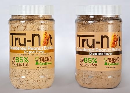 Amazon.com : Tru-Nut Powdered Peanut Butter 1LB Jars (2-Pack), Original & Chocolate : Grocery & Gourmet Food