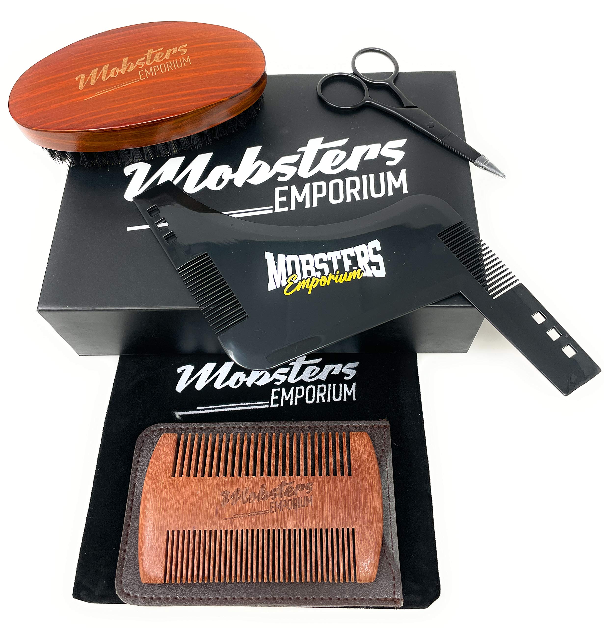 Mobsters Emporium Beard Grooming Kit for Men - Premium Beard Kit with Brush and Comb Set - Gift for Men - Suitable for All Beard Types - Ultimate Beard Care