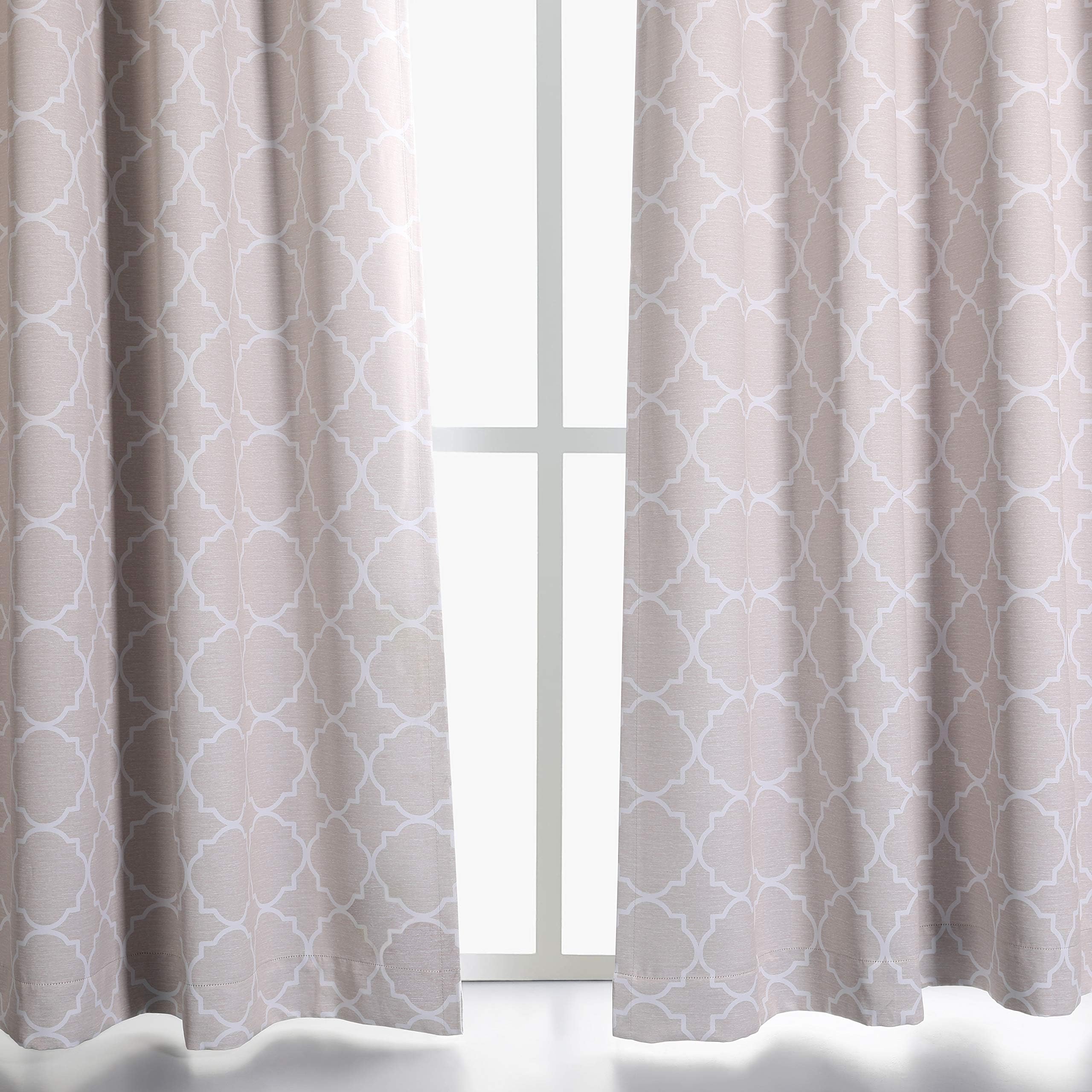 MYSKY HOME Morrocan Tile Print Blackout Curtains for Living Room Quatrefoil Pattern Thermal Insulated Grommet Window Treatment Set for Bedroom, Beige, 52" W x 63" L, 2 Panels
