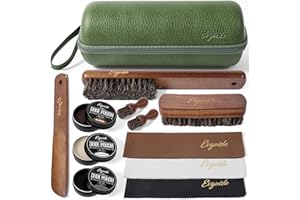 Evgoisle Leather shoe polish&shine kit, travel shoe care kit black&brown&neutral,shoe shine kit for men boots shoe brush kit
