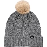 Paul Smith Womens Cable Knit Fur Pom Beanie