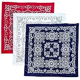 Colter Adventure Co. XL bandana paisley 3 pack - 27" x 27" 100% cotton - Red, white, navy blue bandannas.