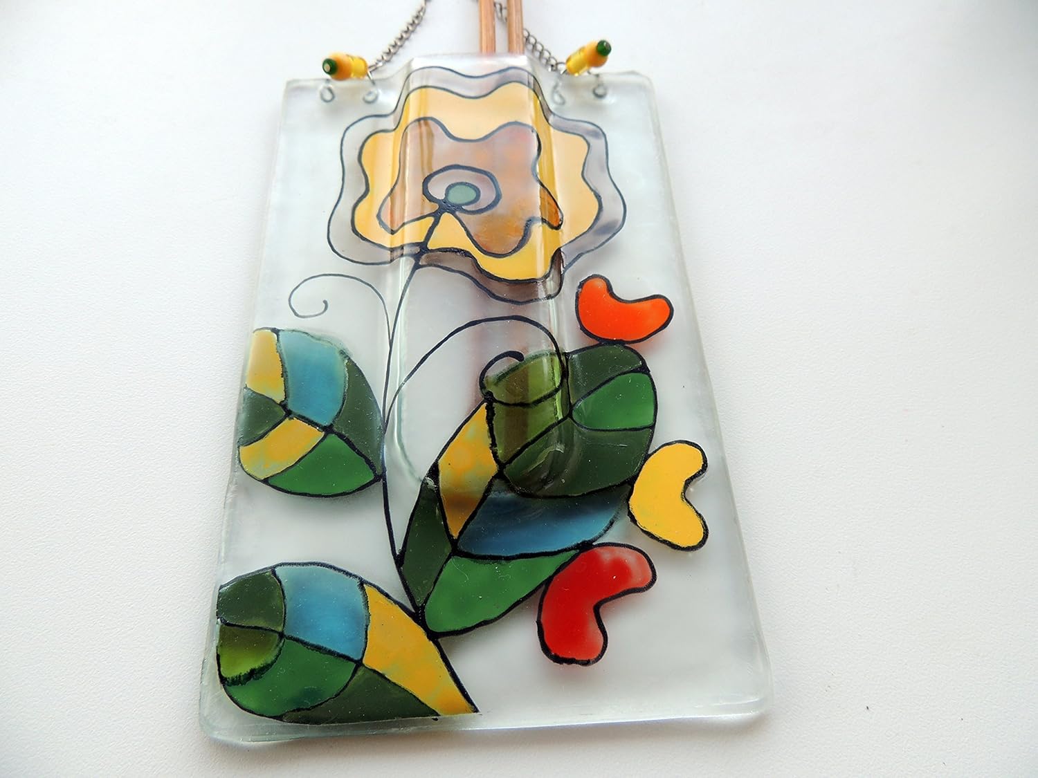 Amazon Com 6 29 X3 85 Fused Glass Pocket Vase Painted Pocket