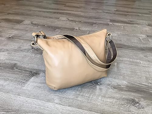 camel handbag leather