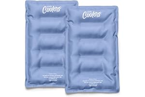 Cool Coolers by Fit & Fresh 2 Pack XL Soft Ice Packs for Cooler, Flexible Stretch Nylon, Lunch Box Ice Packs, Large Reusable Freezer Packs, Cornflower Blue