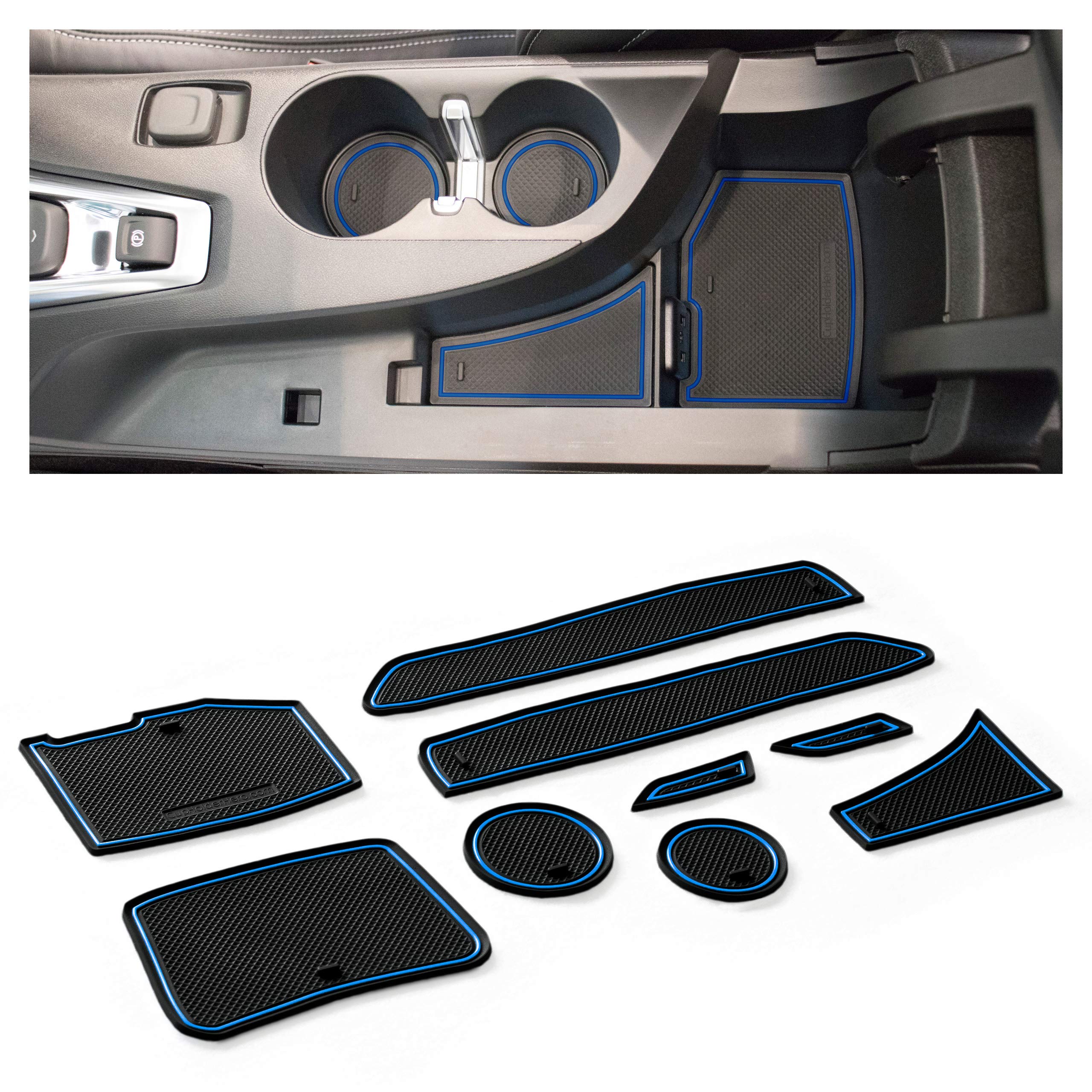 Photo 1 of ***MISSING PARTS**
CupHolderHero Compatible with Chevy Camaro Accessories 2010-2022 Premium Custom Interior Non-Slip Anti Dust Cup Holder Inserts, Center Console Liner Mats, Door Pocket Liners 9pc Set (Blue Trim)