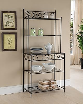 Kings Brand Furniture 5-Tier Metal Bakers Rack with Marble