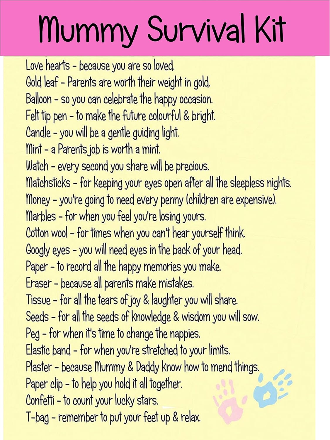 mum to be survival kit ideas