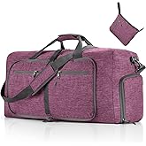Vomgomfom 65L/85L/115L Foldable Travel Duffle Bag, Lightweight Checked Luggage with Shoe Compartment, Water-Resistant Weekender Overnight Bag for Men & Women