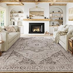 PureCozy Vintage Area Rug 8x10 Bedroom Rug Brown