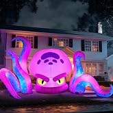 JOYIN 10FT Long Halloween Inflatable Octopus Decoration Octopus with Tentacles Inflatable Decoration Build-in LEDs Giant Blow Ups for Indoor Outdoor Halloween Party Yard Lawn Garden Decor