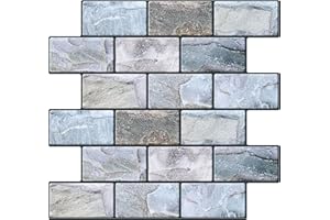 VANCORE Peel and Stick Backsplash Subway Tiles Sticker for Kitchen Bathroom 3D Brick Decorative Tiles Wall Paper (10 Sheets,10"x10.6")
