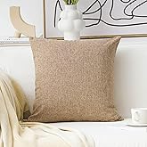 Home Brilliant Textured Burlap Linen European Pillowcase Pillow Sham Large Cushion Cover for Sofa, 24x24(60cm), Natural Linen