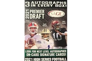 2021 SAGE Hit Premier Draft High Series Football BLASTER box (63 cards/bx incl. THREE Autograph cards)