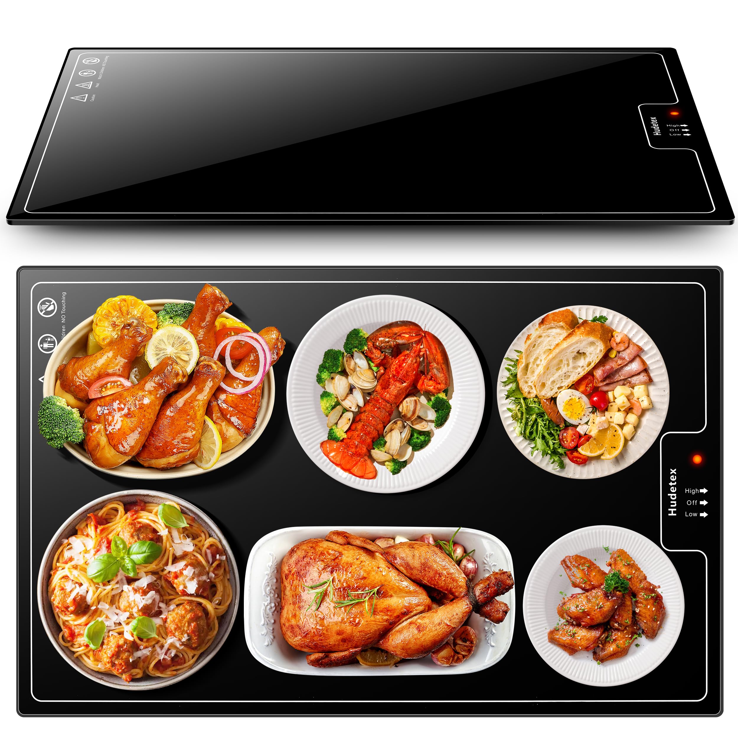 20x15" Electric Food Warming Tray - Digital Thermostat, Timer, Heat-Resistant Glass