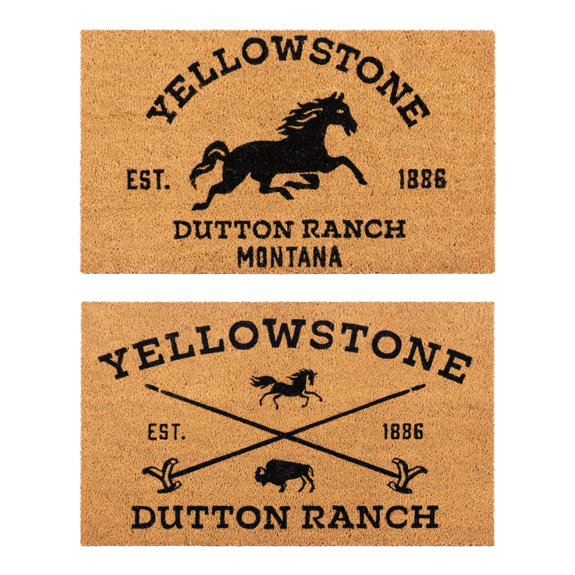 Gertmenian Yellowstone Coir Doormat - 2x3 Welcome Mat (2-Pack), Ideal for High Traffic Areas in Front Door, Garage, Entryway - Arrow/Yellowstone Horse, 80001 Image