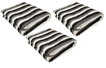 Zacharias?Black and White Stripe Single Bed AC Fleece Blanket ( Size :Single :60X90 Inch )Pack of 3