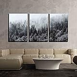 wall26 3 Piece Canvas Wall Art - Misty Forests of Evergreen Coniferous Trees in an Ethereal Landscape - Modern Home Decor Stretched and Framed Ready to Hang - 24"x36"x3 Panels
