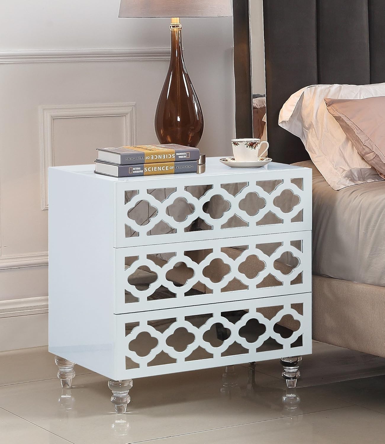 Amazon Com Iconic Home Bergamo Nightstand Side Table With 3 Self