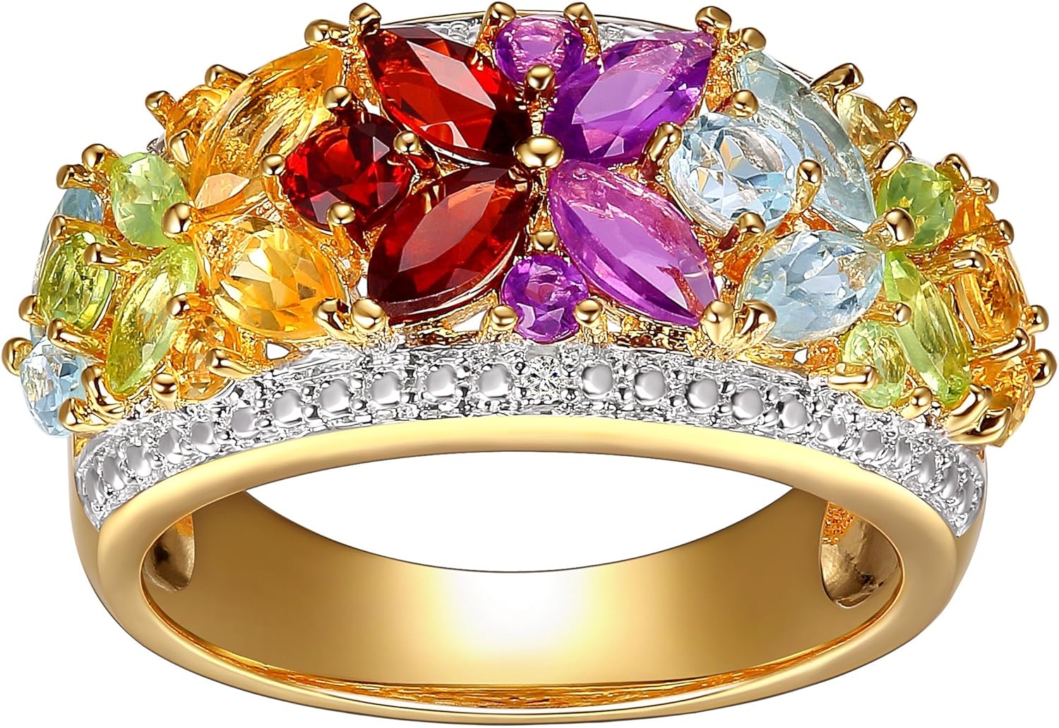 2 ct Natural Multi SemiPrecious Stone Ring with Diamonds