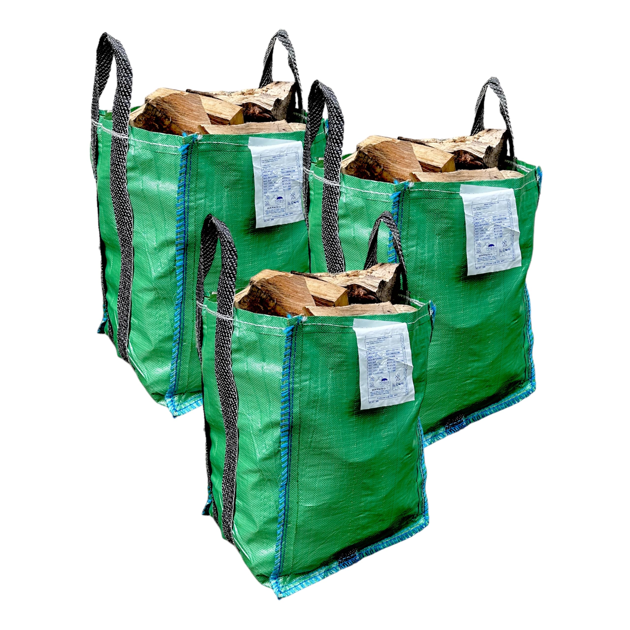 A&A Supplies UK - STRONG - 3 x Garden Waste Bags - 120 Litre - Sacks - With Bottom Handles - Strong Recyclable Reusable for Grass Leaves Storage, Green