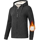 MoFiz Women's Fleece Zip Up Hoodie Warm and Cozy Sherpa Lined Sweatshirt Winter Hoodie Jackets for Women with Pockets
