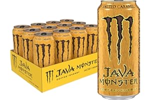 Monster Energy Java Monster Salted Caramel, Coffee + Energy Drink, 15 Fl Oz (Pack of 12)