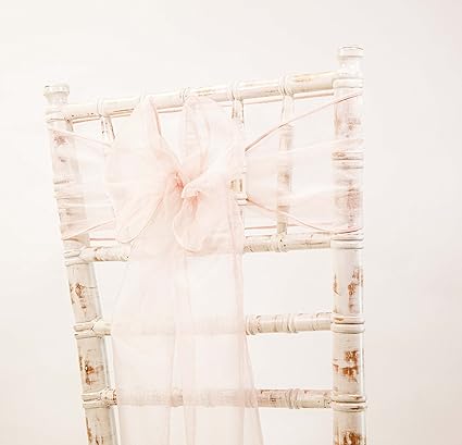 Organza Chair Sashes Bows Wedding Decor Events 80 Colours And Matching Runners Available Blush Pink