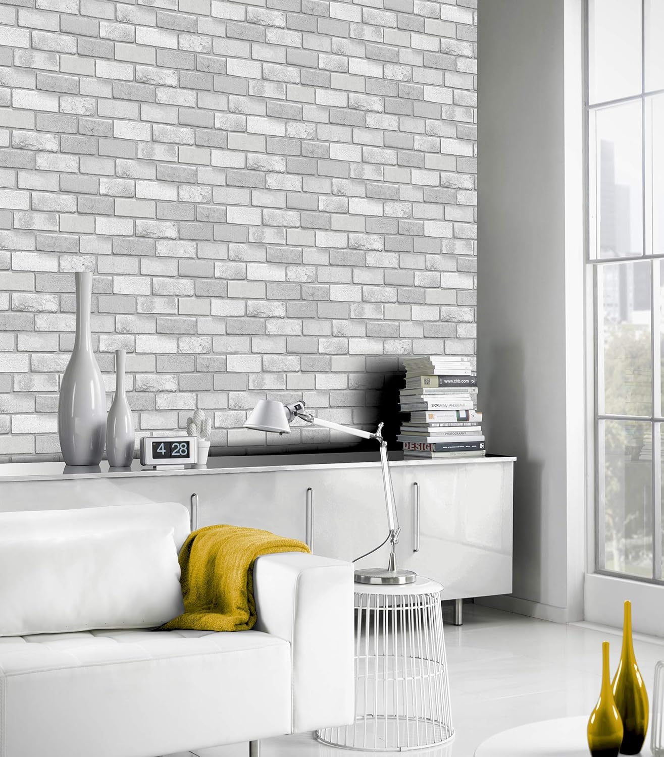 Arthouse Metallic Brick Silver Wallpaper, Bring an Exposed Wall Illusion to Any Room, On-Trend Contemporary Loft Look - Image 4