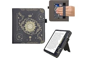 kwmobile Case Compatible with Kobo Libra Colour - Case PU Leather Cover with Magnet Closure, Stand, Strap, Card Slot - Tarot 