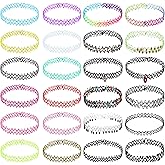 BodyJ4You 24PC Tattoo Choker Necklace - 90s Choker Necklaces Y2K Fashion Trendy Vintage - Daisy Flower Charm Colorful Rainbow Black Goth Pendant - Stretchy Elastic Necklace Summer Gift Set